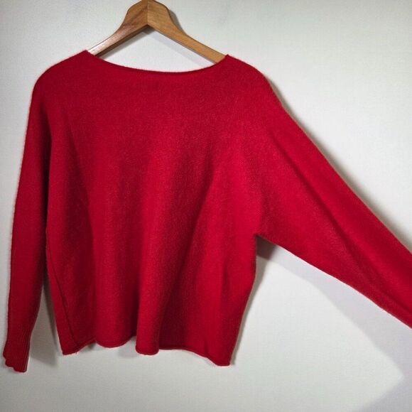 EUC BIANCO & BLU RED MERINO WOOL BLEND BOATNECK SWEATER TOP SIZE M - Picture 4 of 16